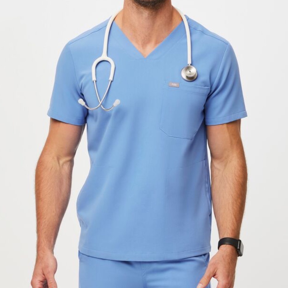FIGS Men’s Ceil Blue Chisec - Three-Pocket Scrub Top